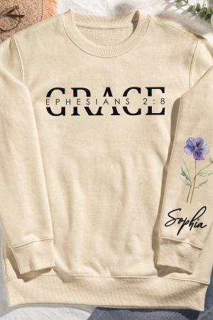Custom Favorite Bible Verse With Birth Flower - Personalized Sweatshirt