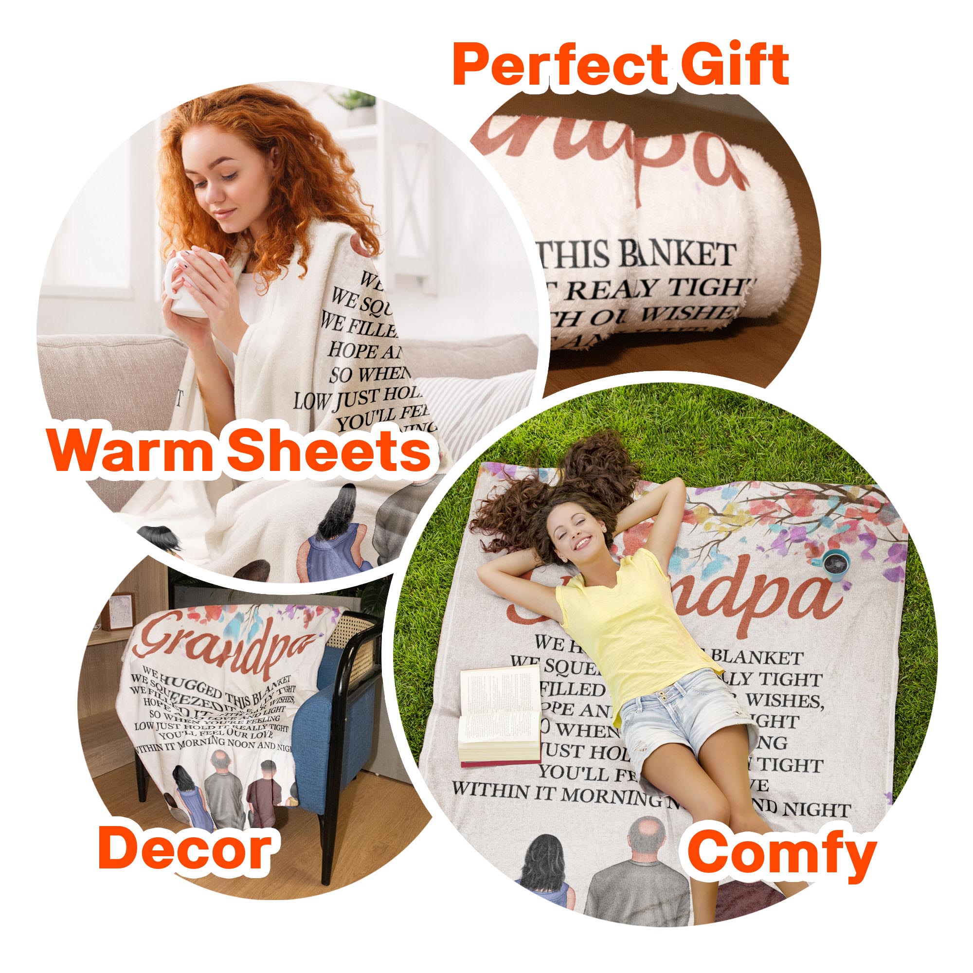 Grandpa, Hug This Blanket To Feel Our Love In It - Personalized Blanket Big Size - Image 7