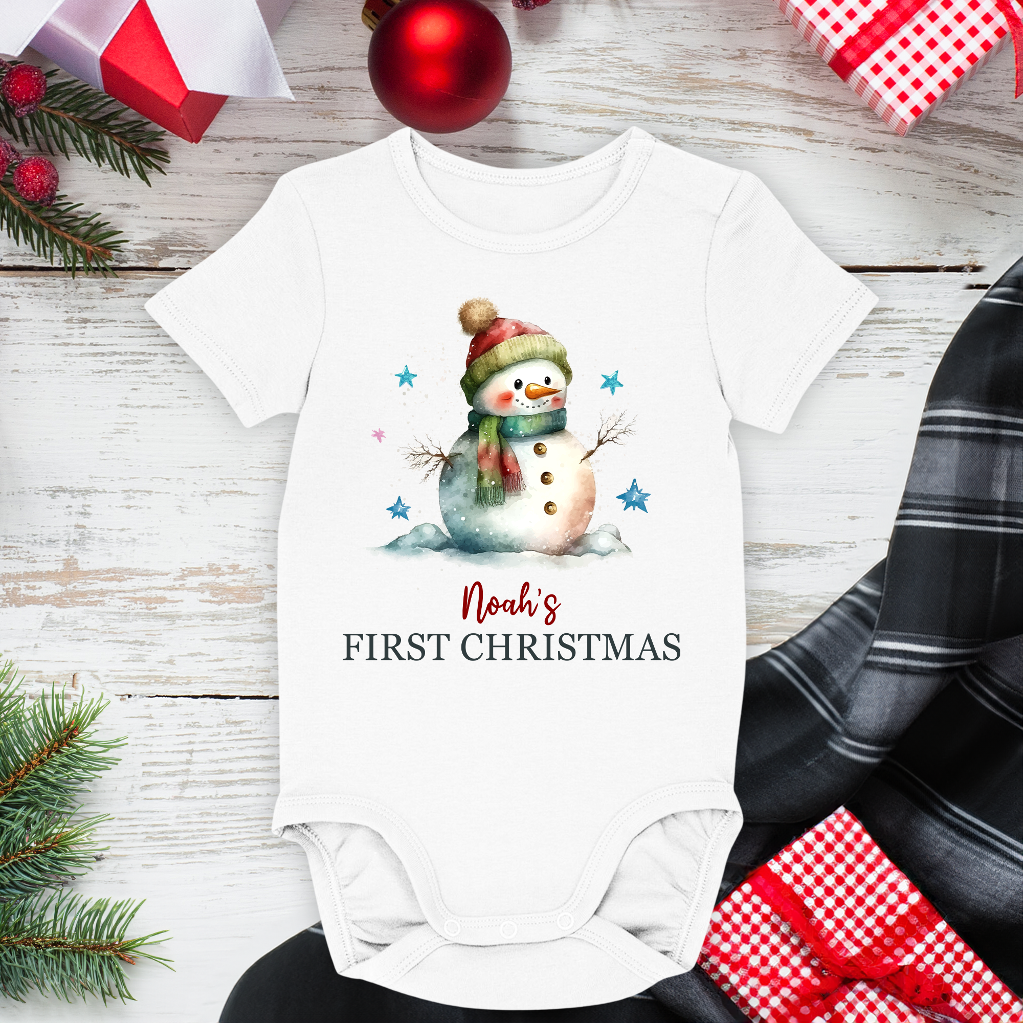 Baby 1st Christmas Gift For Newborn - Personalized Baby Onesie - Image 2
