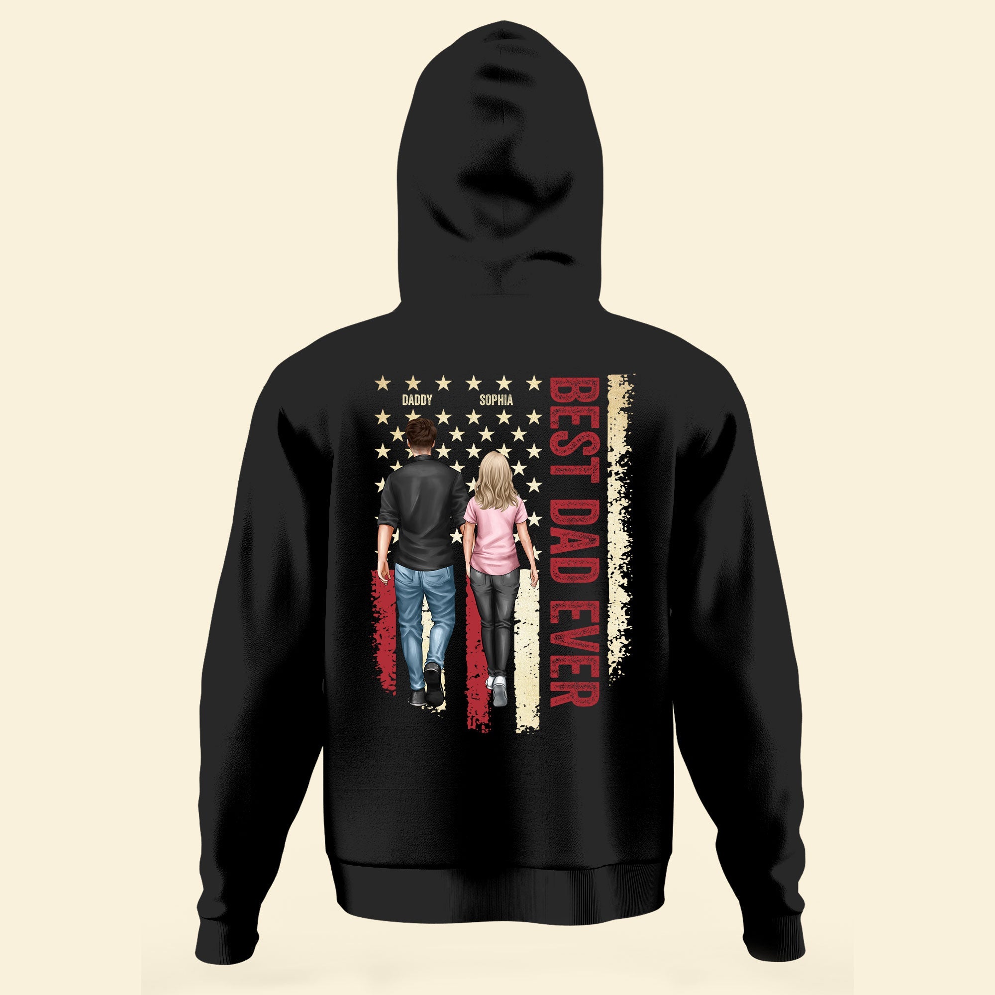 Best Dad Ever - Dad & Kids - Personalized Back PrintedOne Size Shirt - Image 3