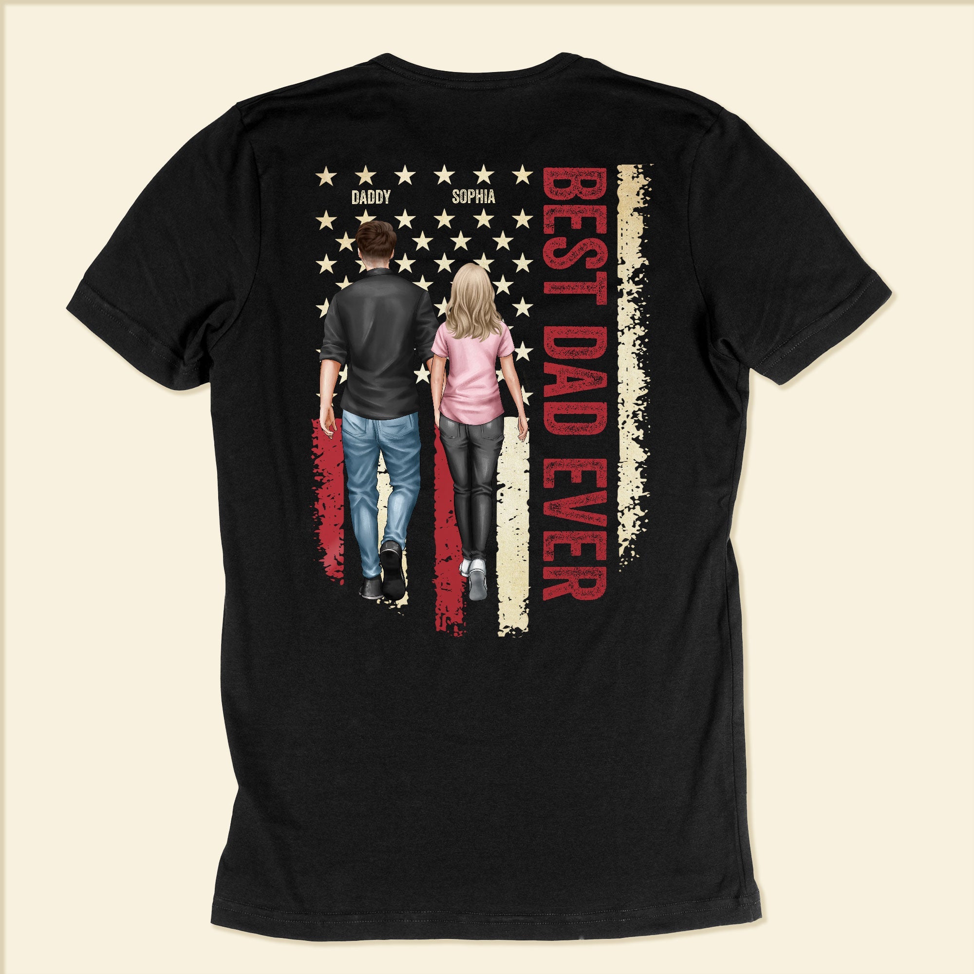 Best Dad Ever - Dad & Kids - Personalized Back PrintedOne Size Shirt - Image 6