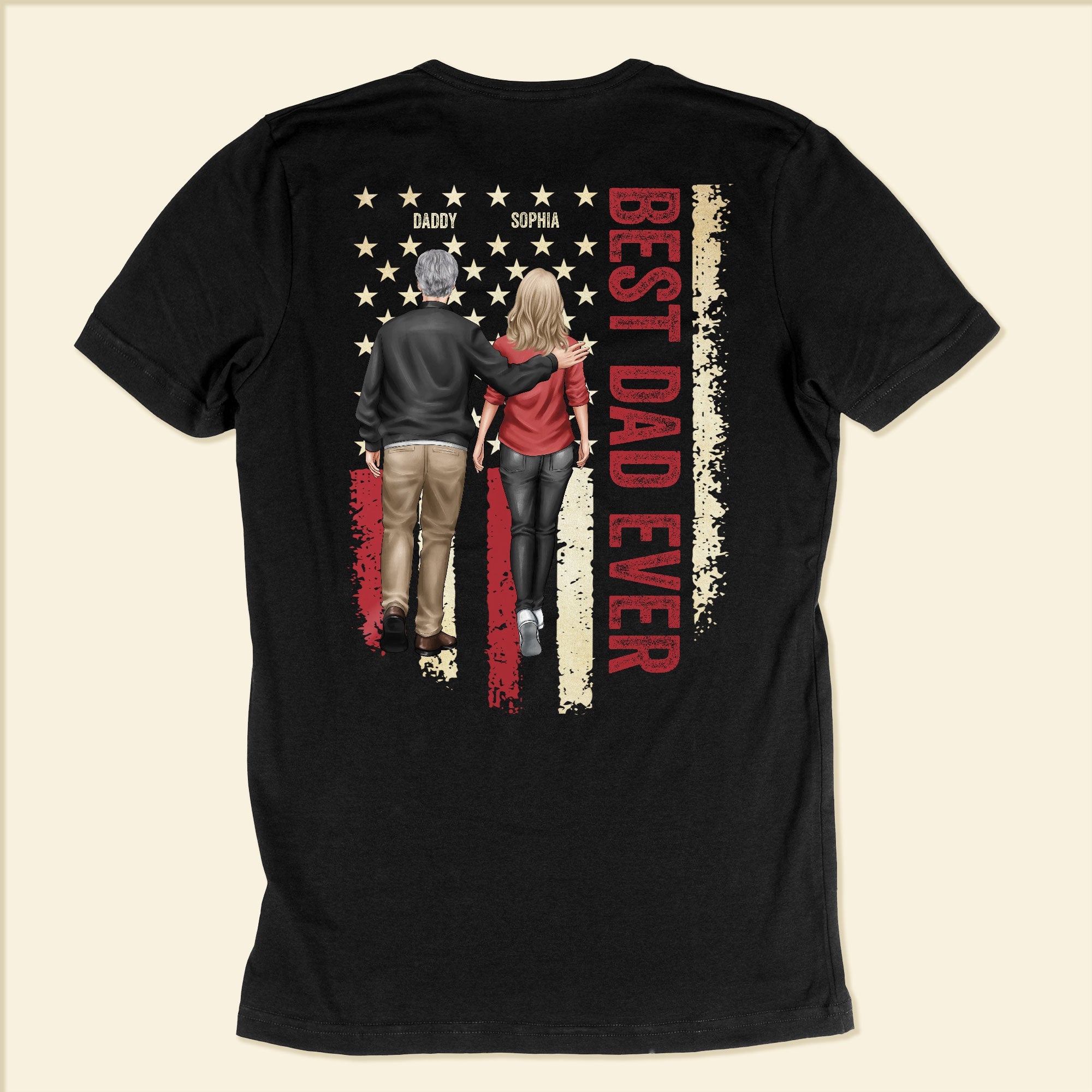 Best Dad Ever Ver 2 - Personalized Back PrintedOne Size Shirt Father's Day - Image 5