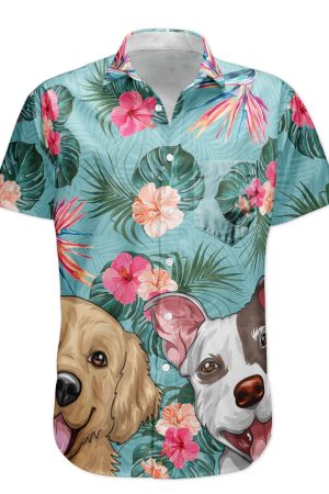 Dog Cat Pet Lovers Tropical Flower Leaf Summer Paradise - Personalized Hawaiian Shirt