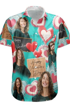 Happy Valentine's Day - Personalized Photo Hawaiian Shirt