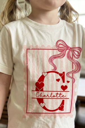 Hearts, Monogram, Kids Valentines - Personalized Shirt