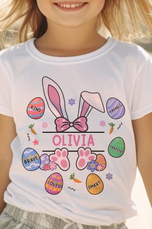 Kid Affirmations With Easter Bunny And Eggs - Personalized Shirt