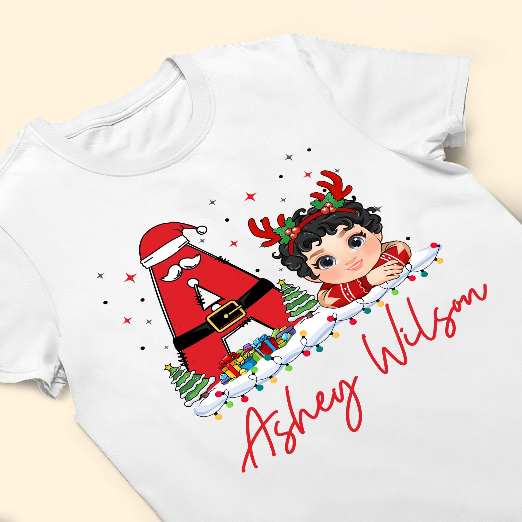 Kids Toddler Christmas Custom Name - Personalized Shirt - Image 3