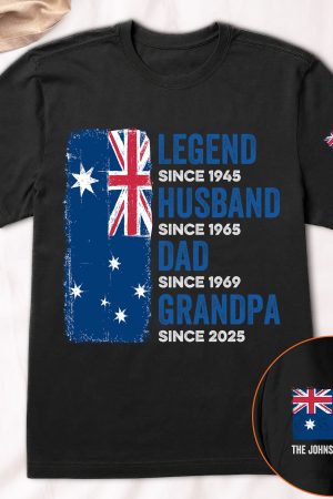 Legend, Husband, Dad And Grandpa - Australia Flag Version - PersonalizedOne Size Shirt