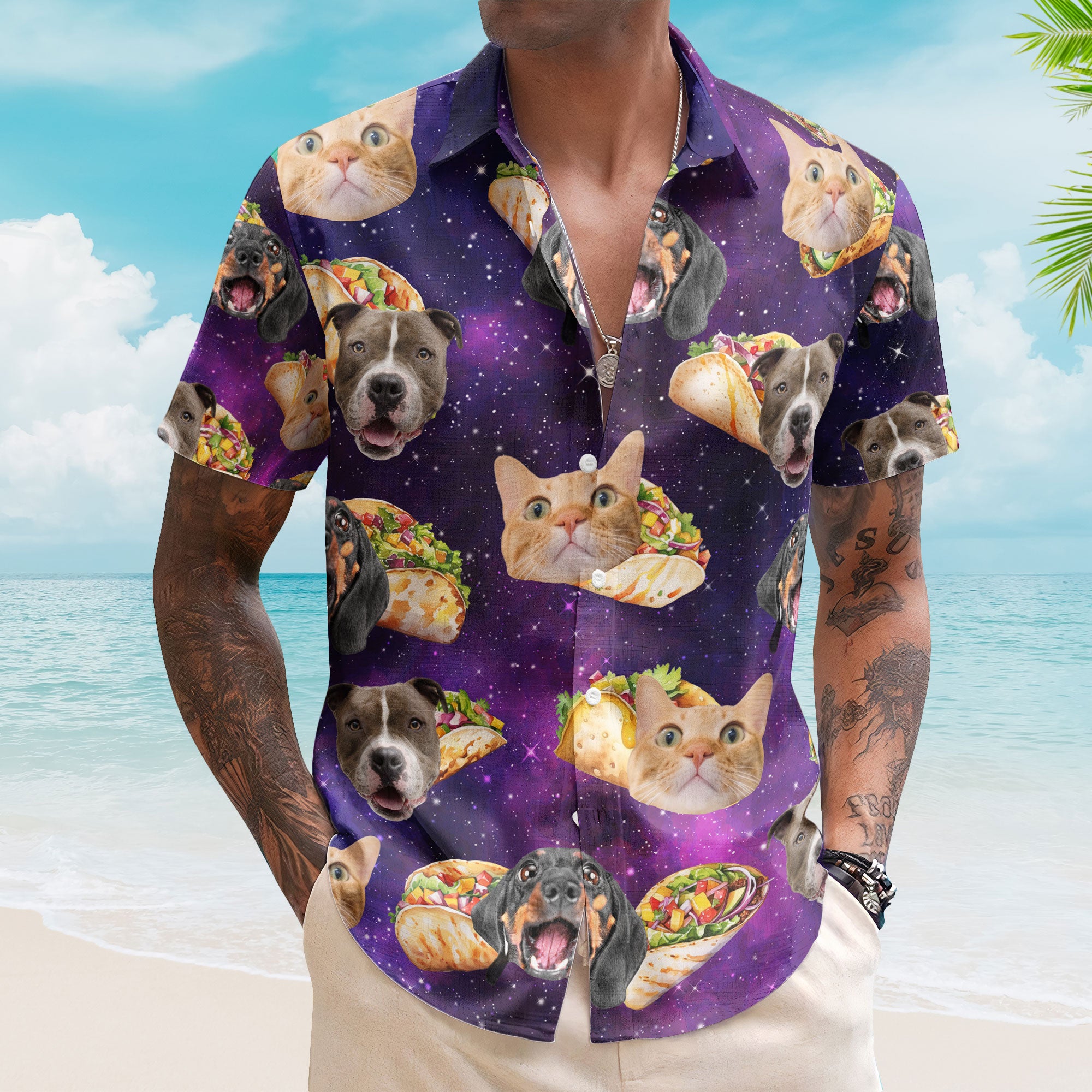 Taco Dog Cat - Personalized Photo Hawaiian Shirt