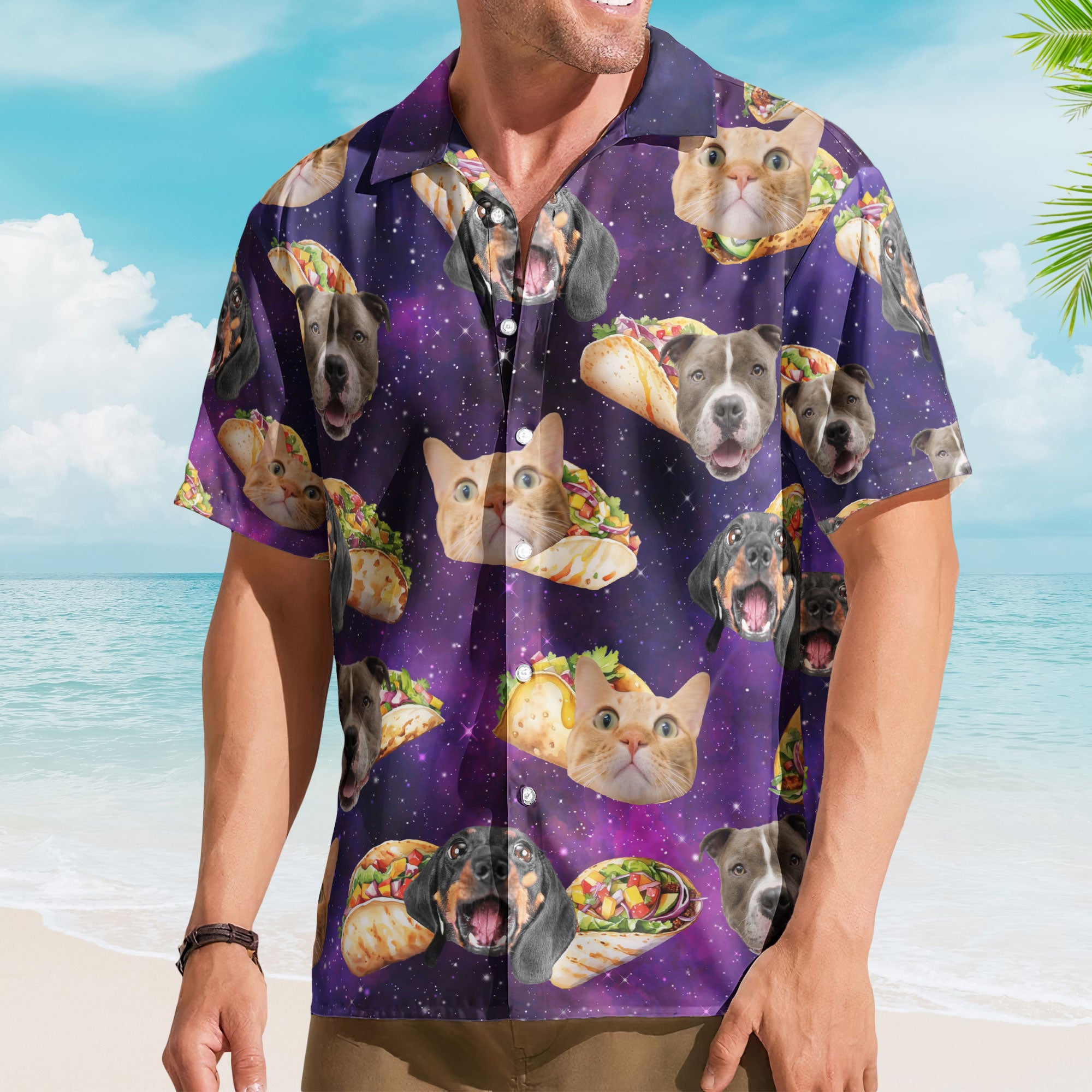 Taco Dog Cat - Personalized Photo Hawaiian Shirt - Image 4
