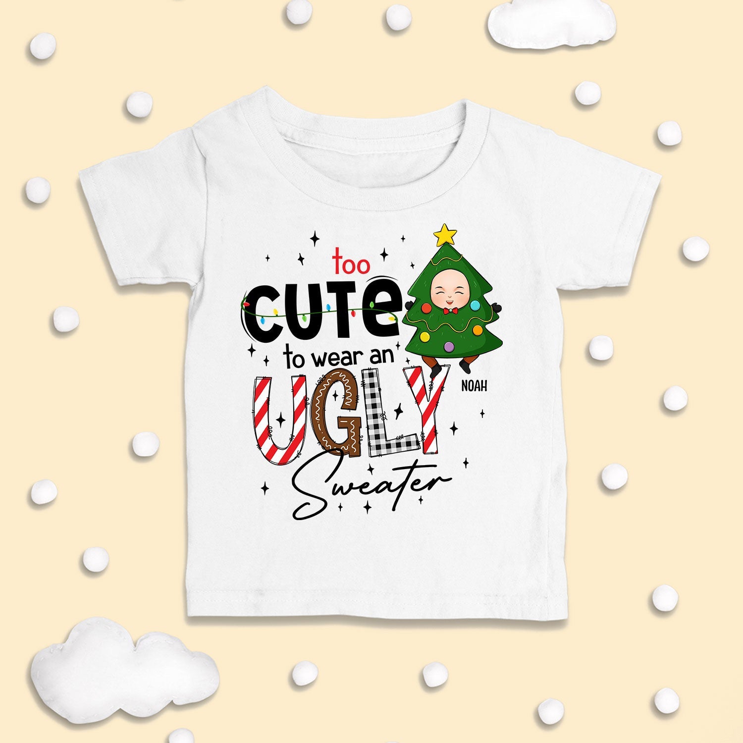 Too Cute To Wear An Ugly Sweater - Personalized Baby Onesie - Image 4